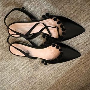 Charles and Keith Black Pom Pom flats